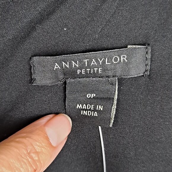 Ann Taylor Petite Size 0P Black Fit & Flare Dress Embellished Choker Collar NWOT - Picture 9 of 12